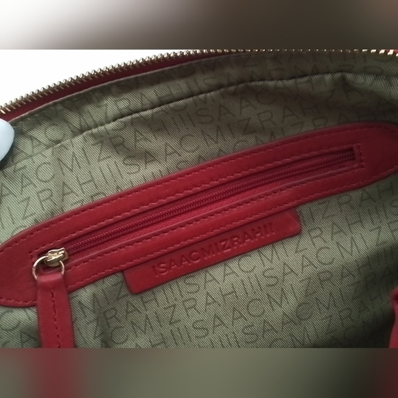 ISAAC Mizrahi RED Quilted Leather Crossbody Handbag Tan Chain Strap Shoulder Bag - Picture 13 of 13